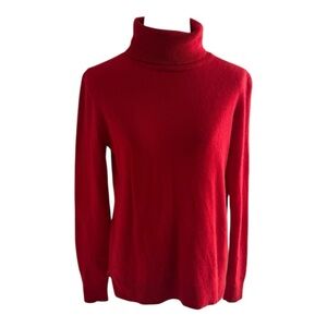 Ann Taylor Red Turtleneck Sweater 100% Cashmere Size M‎ Soft Cozy Work Casual